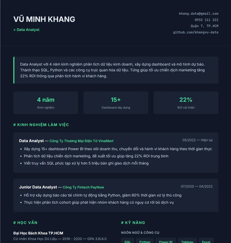 CV Data Analyst / Data Scientist