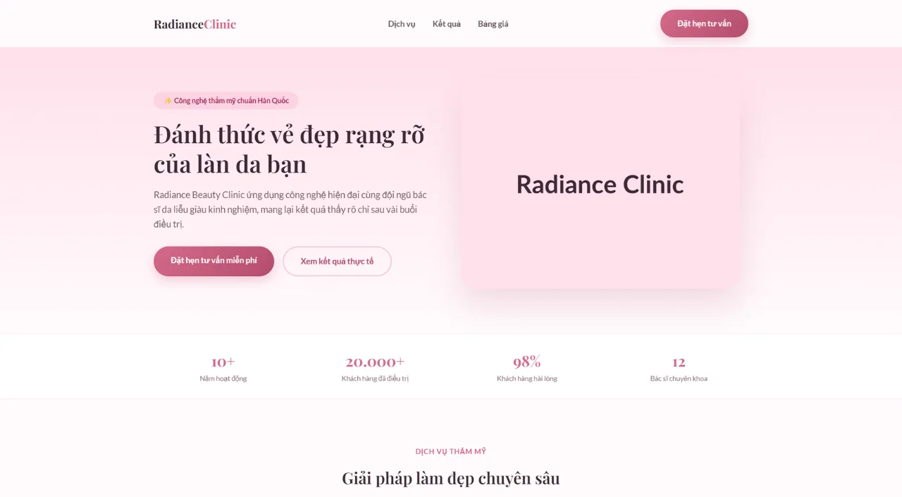Landing Page Thẩm Mỹ Viện
