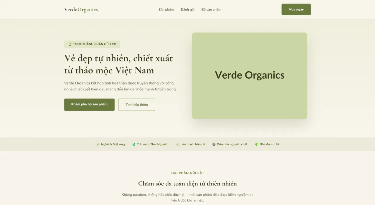 Landing Page Mỹ Phẩm Thiên Nhiên