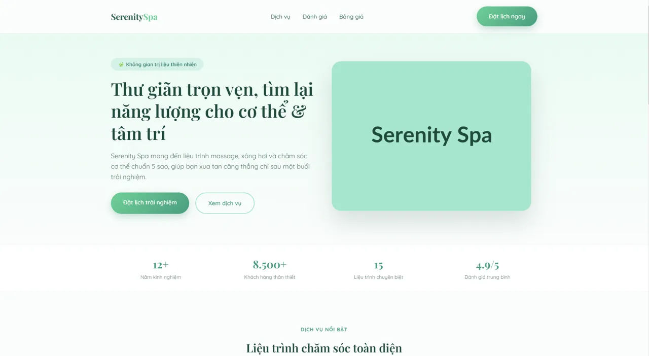 Landing Page Spa Trị Liệu