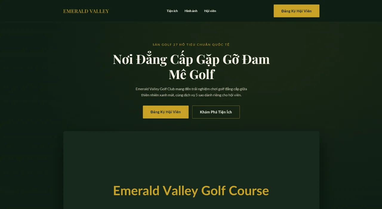 Landing Page Sân Golf & Câu Lạc Bộ