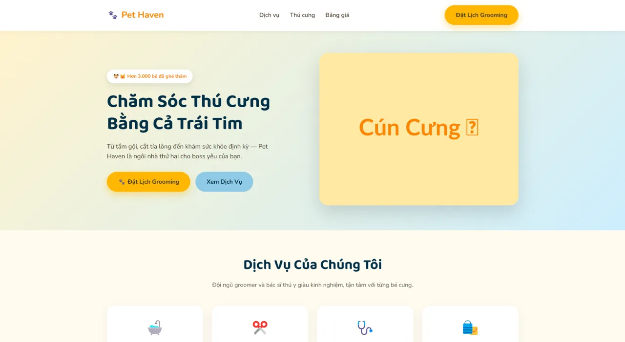 Landing Page Cửa Hàng Thú Cưng