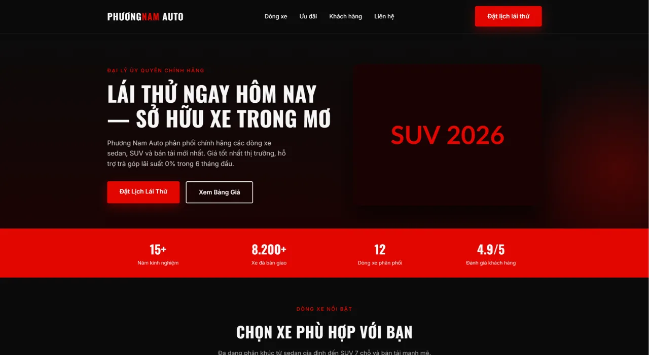 Landing Page Đại Lý Ô Tô