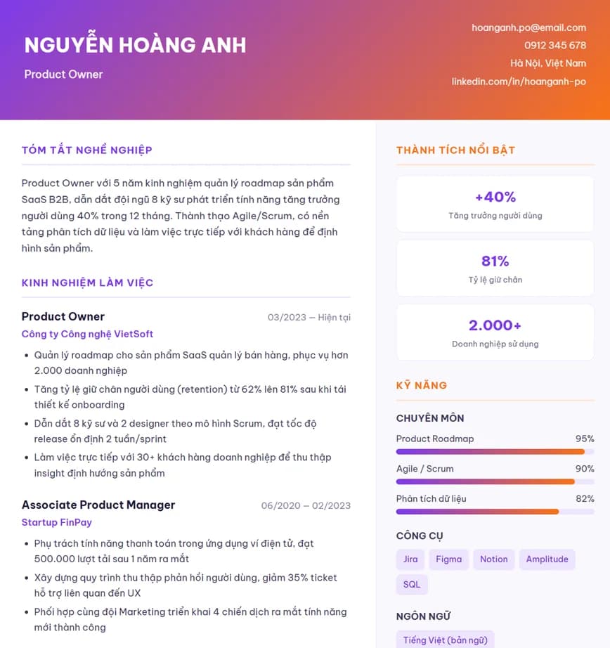 CV Product Owner