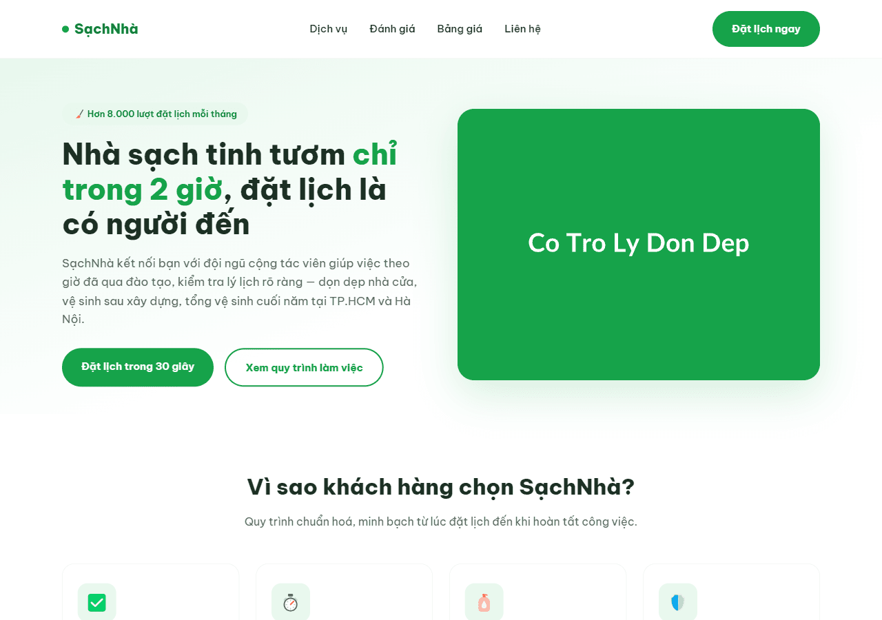 Landing Page Dịch Vụ Giúp Việc Theo Giờ